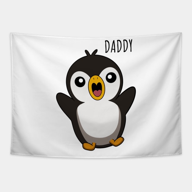 Cute Penguin, Daddy Tapestry by micho2591