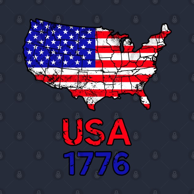 American flag USA Map 1776 by Scar