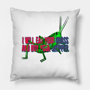 grasshopper insect popart geek colorful humor Pillow