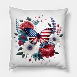 Patriotic Butterfly, 4th of July Design Pillow