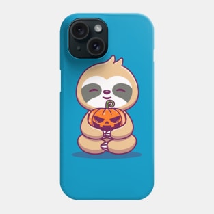 Cute Sloth Hug Pumpkin Halloween Cartoon Phone Case