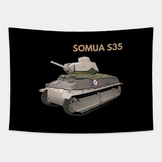 SOMUA S35 WW2 French Tank Tapestry by NorseTech
