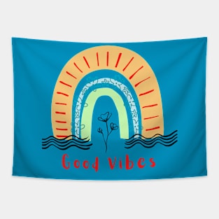 Good Vibes Rainbow Design Tapestry