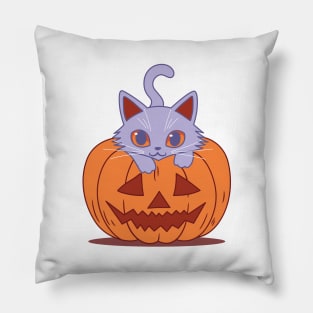 Halloween Cat on Pumpkin Pillow