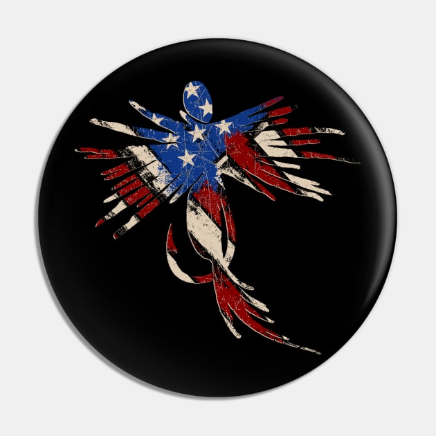 Vintage Red White and Blue American Flag Distressed Fly Fishing Pin by TeeCreations