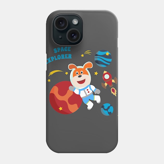 Space dog or astronaut in a space suit with cartoon style. Phone Case by KIDS APPAREL