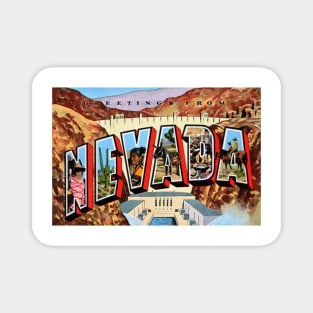 Greetings from Nevada - Vintage Large Letter Postcard Magnet