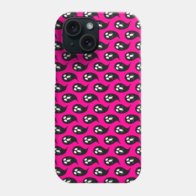 Hot Pink Black Ghost Pattern Phone Case by saradaboru