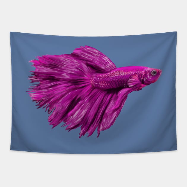 Purple Siamese fighting fish Tapestry by rlnielsen4