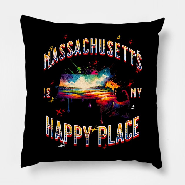 Massachusetts is my Happy Place Pillow by HSH-Designing