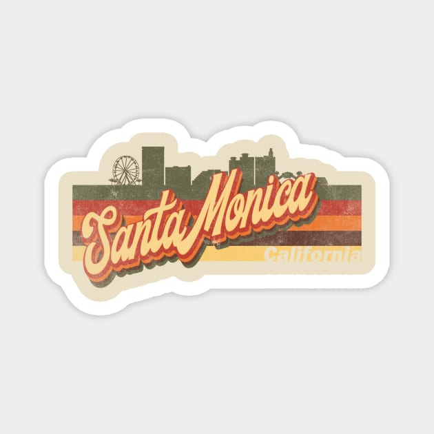 Santa Monica California Retro Vintage Magnet by Happy as I travel