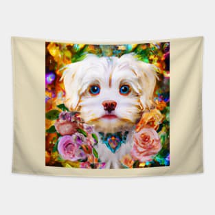 Blue-eyed Maltese Portrait Tapestry