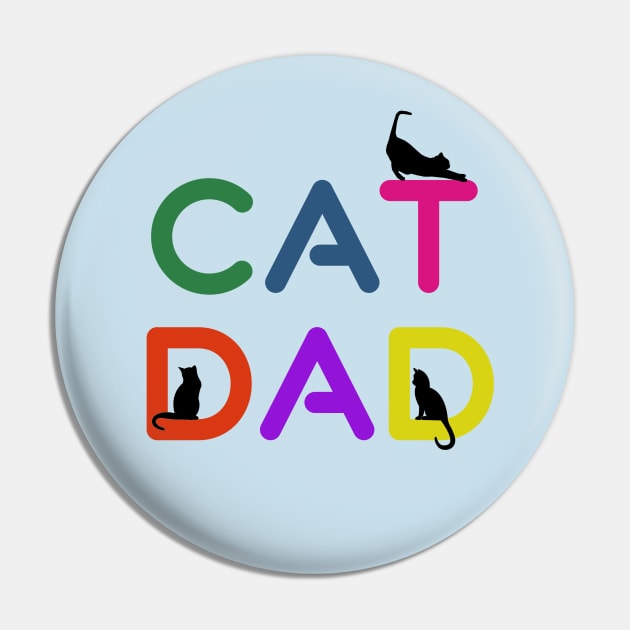 Funny Cat Dad Rainbow Graphic Design Pin by AdrianaHolmesArt