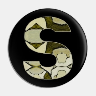 Letter S Monogram Initial Olive Green Pearl White Aesthetic Abstract Pattern Painting On Canvas Pin