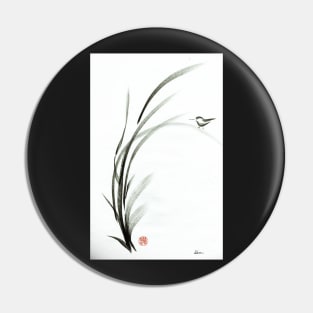 Bamboo Birdie - Sumie ink brush painting Pin