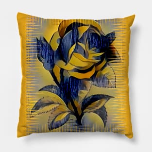 Yellow Denim Rose Pillow