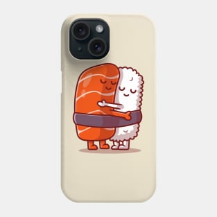 Cute Sushi Salmon Couple Hug Cartoon Phone Case