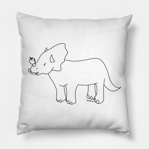 Silly Triceratops Pillow by Natalie Gilbert