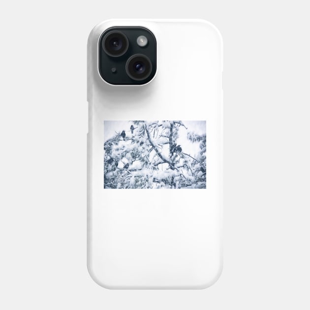 Crows In Snow Phone Case by becky-titus