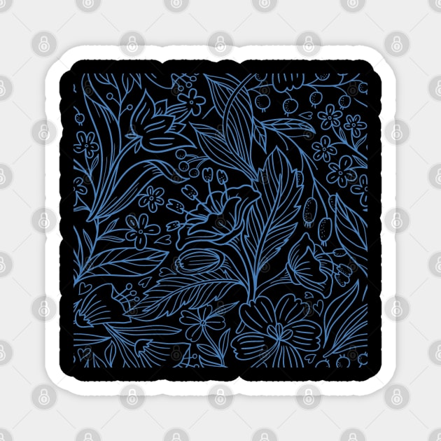 Blue floral outline print Magnet by Eveline D’souza