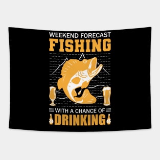 Fishing Drinking T - Shirt Design Tapestry