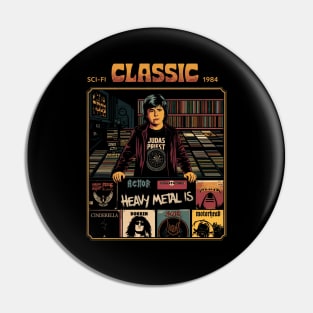 Vinyl record store "Metalhead Archaeology" Pin