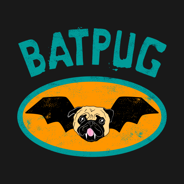 Batpug Halloween Retro by Dragonbudgie