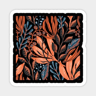 Orange floral leaf themed Magnet