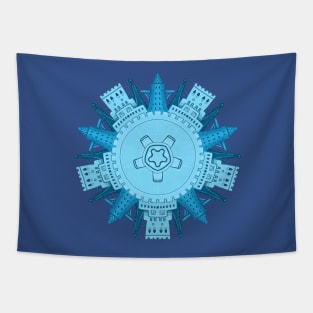 Ancient City blue Tapestry