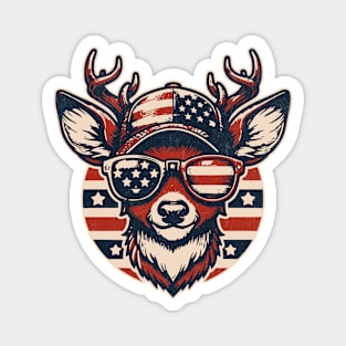 Deer Wearing Sunglass American Flag USA Magnet