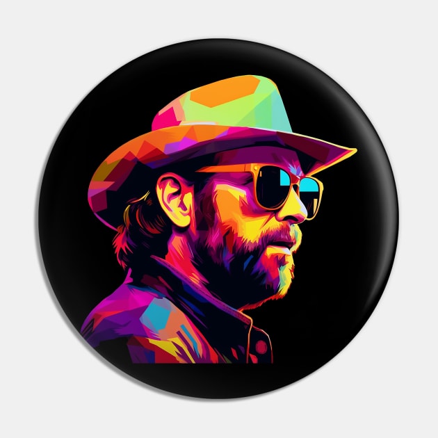 Hank Williams Jr  WPAP Retro Pin by dapkus99