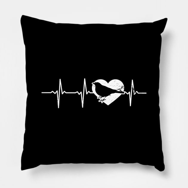 Birding Shirt | Bird Lover Heartbeat ECG Gift Pillow by Gawkclothing