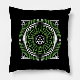 Tribal Geometric Green Polyhedral D20 Dice Pillow