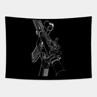 AR15 Line Art Tapestry