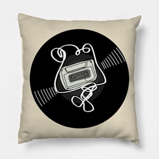 Vinyl - Cassette minimalist line art Pillow