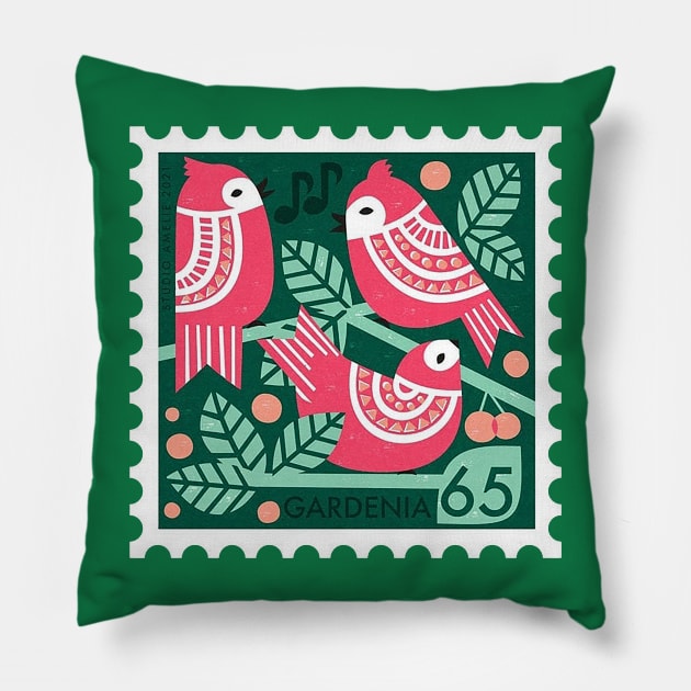 bird stamp designers lucky Pillow by studioamelie