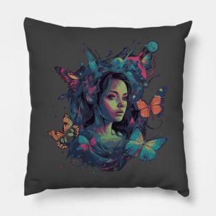 butterfly girl Pillow