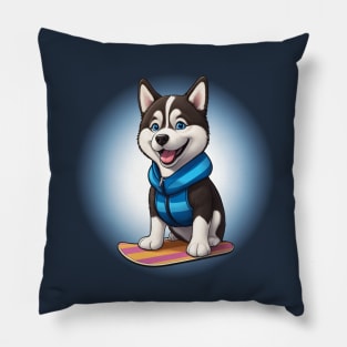 Power Husky Snowboarder Pillow