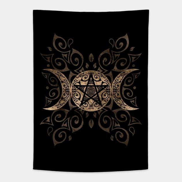 Triple Moon Goddess pentagram ornament Tapestry by Nartissima