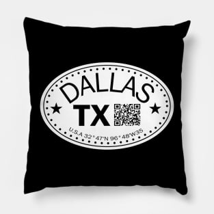 New Vintage Travel Location Qr Dallas TX Pillow