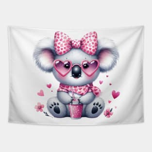Valentine Koala Drinking Ice Cream Tapestry