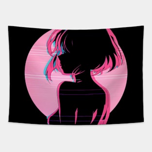 Vintage Retro Anime Girl Tapestry