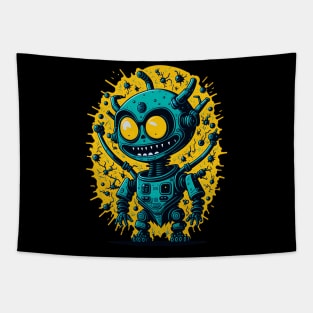 Robot with Evil Smile Tapestry