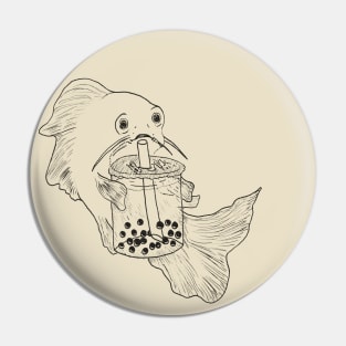 Boba Fish -- pearl milk tea, cafe worker, hipster culture Pin