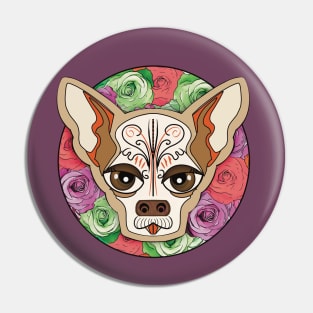 Chihuahua Puppy Dog with Flowers Pin