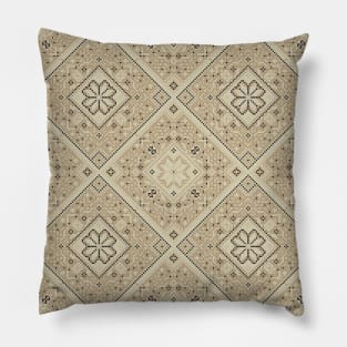 Black Beige Mosaic Aztec Pattern Indian Mexican Ethnic Pillow