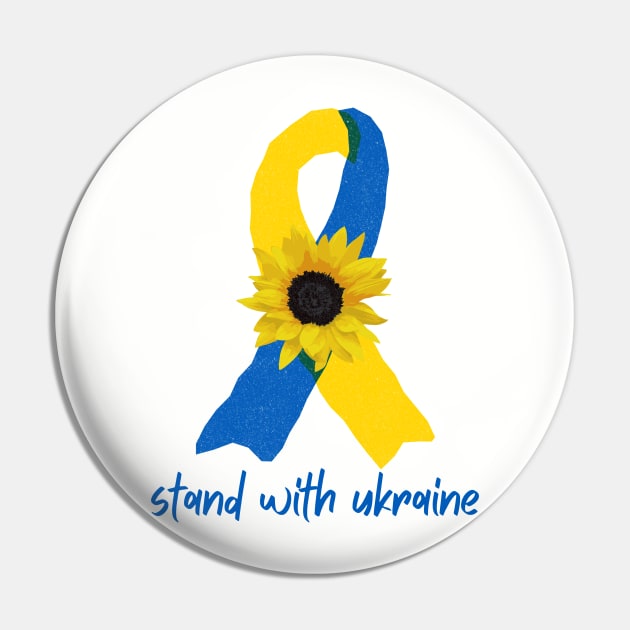 Stand With Ukraine Sunflower Support Ribbon Pin by She Gets Creative