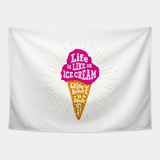 Bright Creative Ice Cream Illustration With Lettering. Summer Time Tapestry by SlothAstronaut