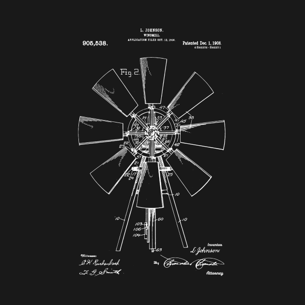 Windmill Patent 1908 vintage windmill farmhouse by Anodyle