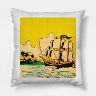 Sailing boat under a yellow sky Pillow